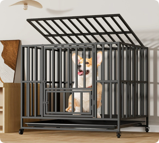 Foldable Dog Crate For Large And Medium-sized Dogs With A Toilet Compartment - Foldable Dog Crate For Large And Medium-sized Dogs With A Toilet Compartment Black 78X55X65.5CM