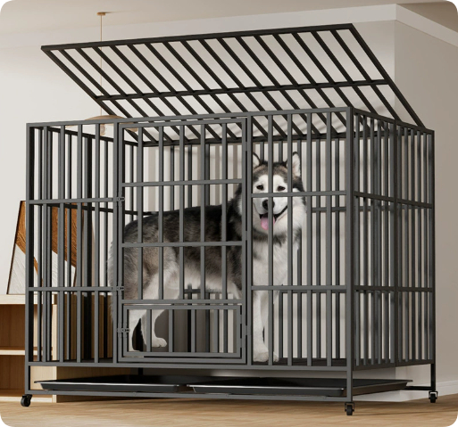 Foldable Dog Crate For Large And Medium-sized Dogs With A Toilet Compartment - Foldable Dog Crate For Large And Medium-sized Dogs With A Toilet Compartment Black 125X95X102.5CM