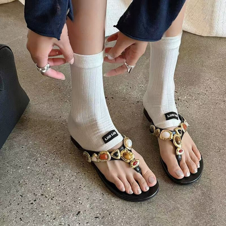 New Round-toe Flat Roman Sandals For Women Summer Style