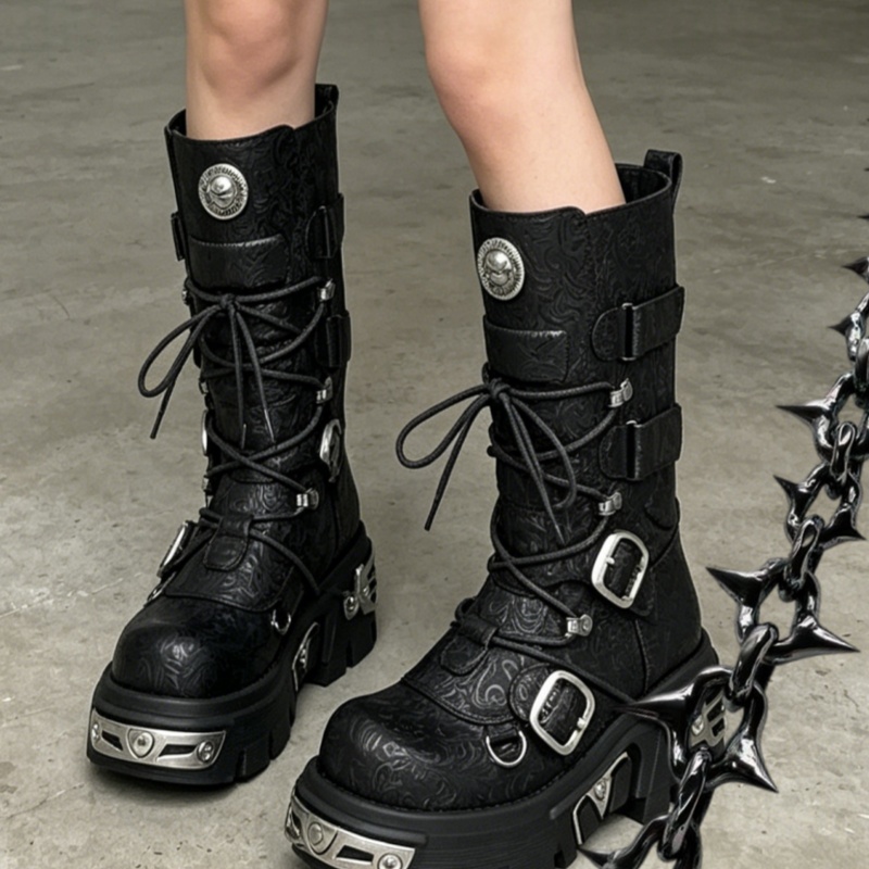 Women's Punk-style Platform Mid-calf Boots