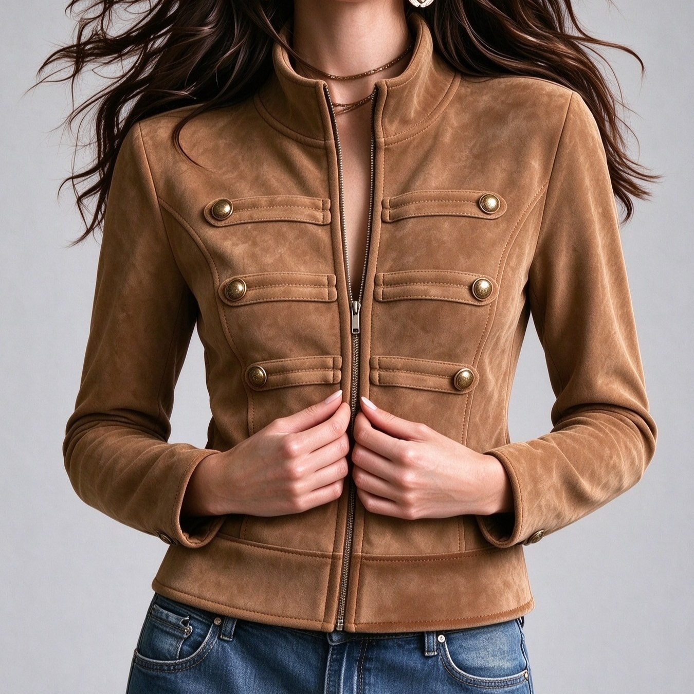 European-style Solid-color Button-down Coat