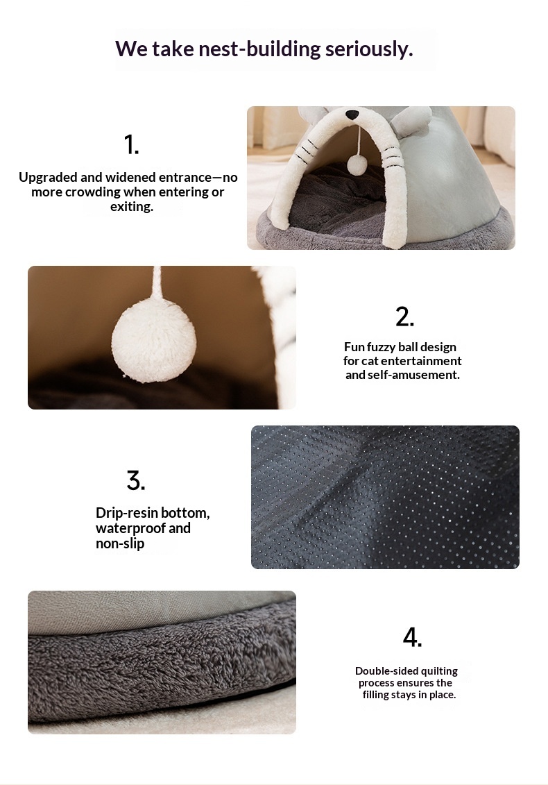Triangular Yurt-style Cat Bed Small Dog Bed Pet Nest detail photo 3