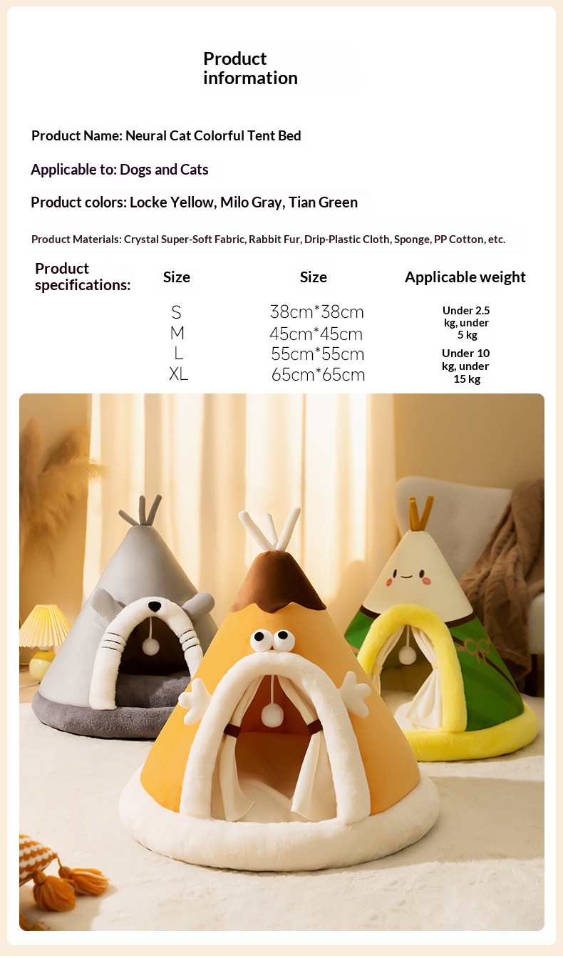 Triangular Yurt-style Cat Bed Small Dog Bed Pet Nest detail photo 9