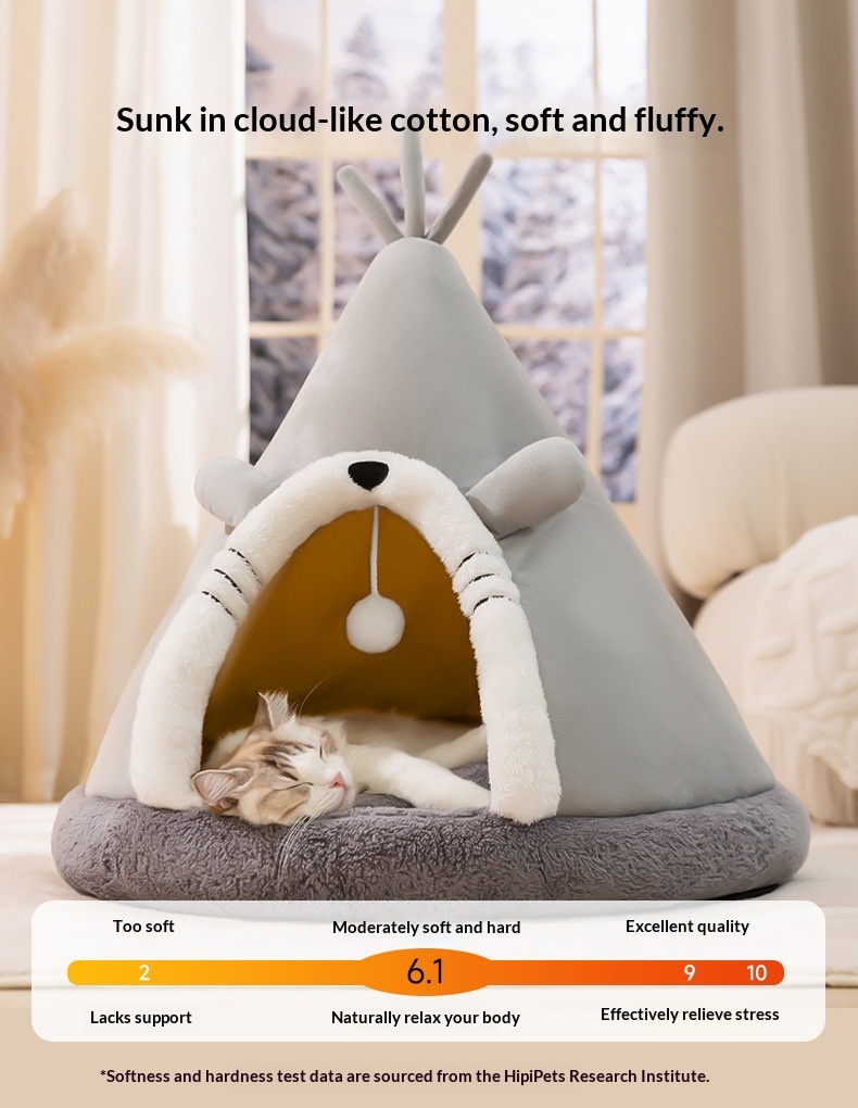 Triangular Yurt-style Cat Bed Small Dog Bed Pet Nest detail photo 2