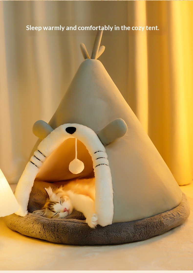 Triangular Yurt-style Cat Bed Small Dog Bed Pet Nest detail photo 1