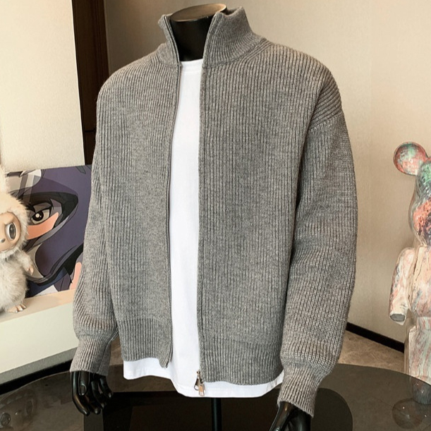 Luxury Style Knit Sweater American Inspired Stand Collar Cardigan Coat