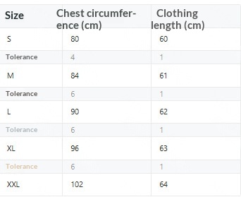 Scalloped-Neck Short-Sleeve Top - Supplier Centimetre Size Chart and Tolerance Notes