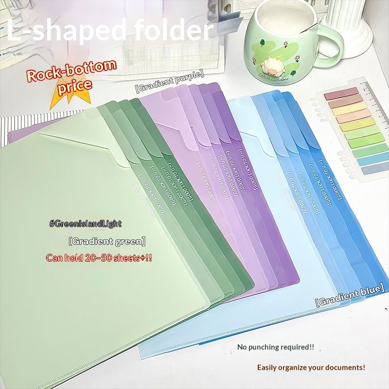 Student Large-Capacity A4 Clear-View Gradient Color Storage Folder