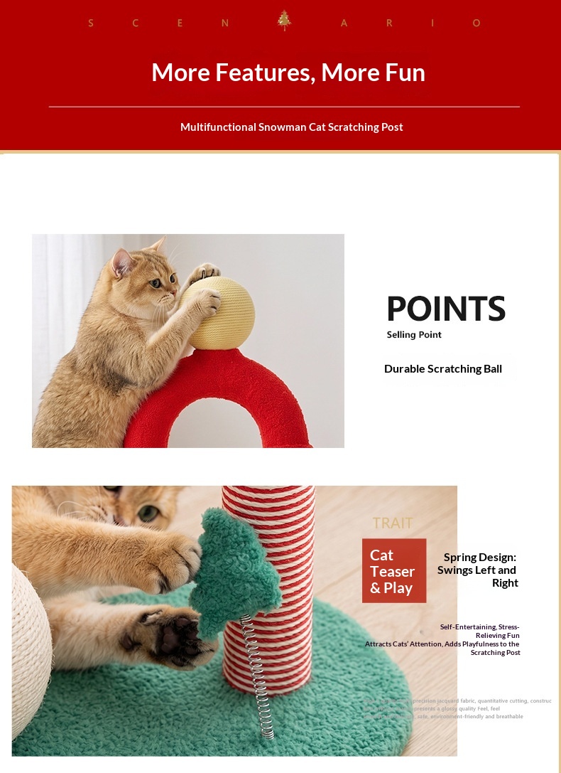Multi-functional Post Cat Scratcher Vertical Sisal Cat Scratching Post detail photo 2