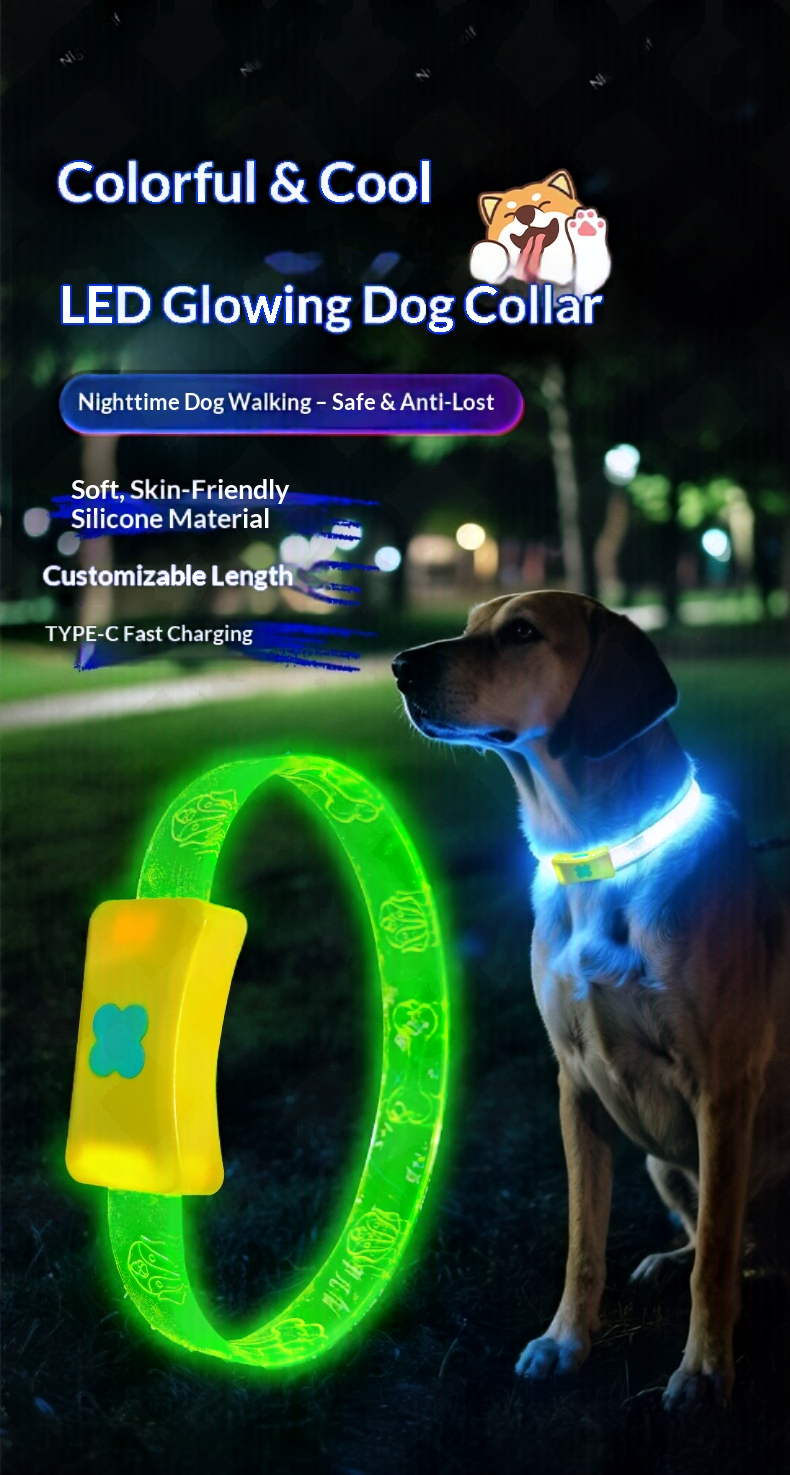 Glowing Dog Collar To Prevent Loss During Nighttime Walks detail photo 1