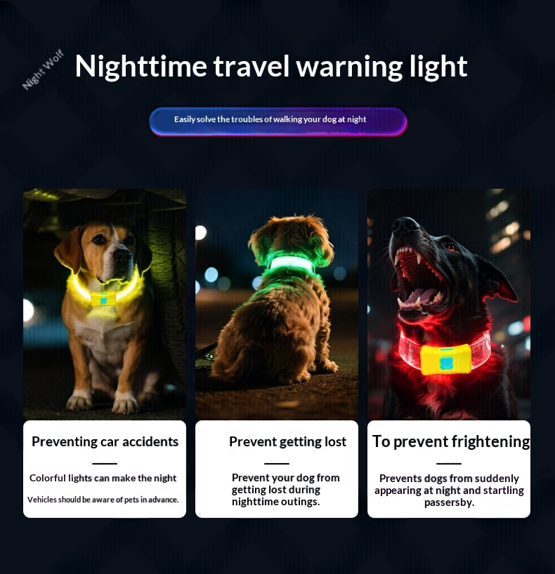 Glowing Dog Collar To Prevent Loss During Nighttime Walks detail photo 3