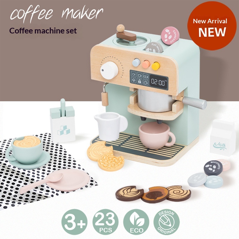 Wooden Coffee Machine For Baby Early Education And Cognitive