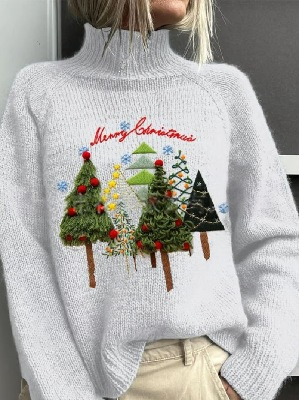 New Christmas Abstract Printing Casual Cloak Coat Cardigan - thumbnail