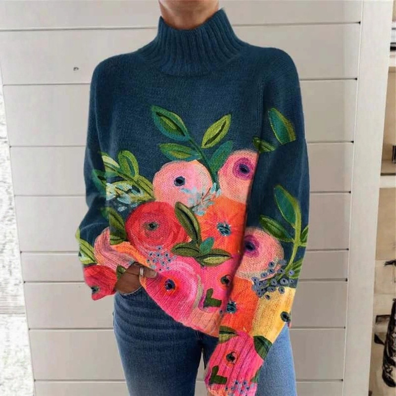 New Christmas Abstract Printing Casual Cloak Coat Cardigan - thumbnail