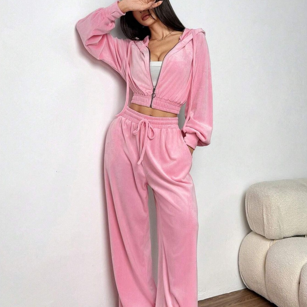 Women's Hooded Casual Sweatshirt And Pants Two-piece Set
