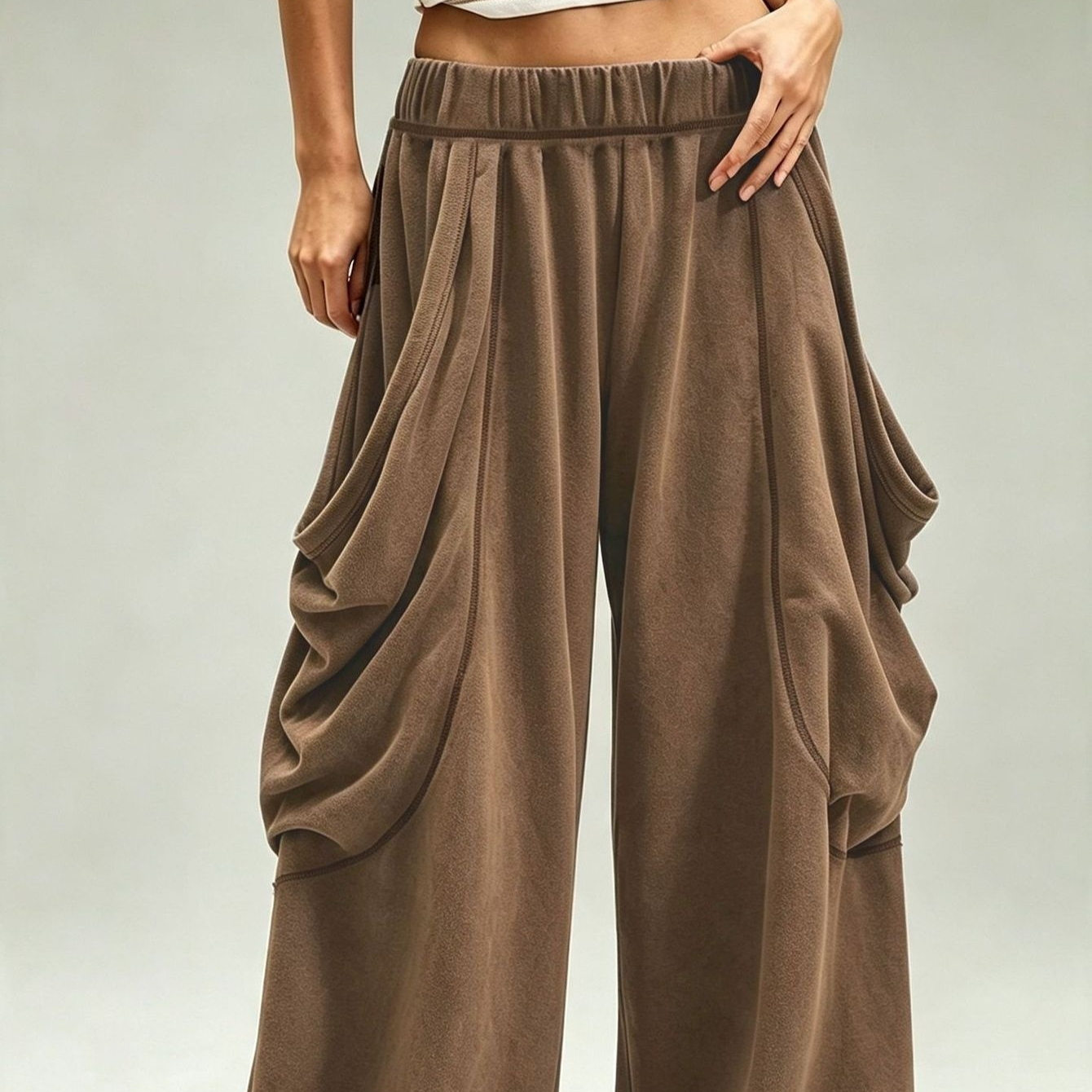 Wide-leg Trousers With Voluminous Patch Pockets