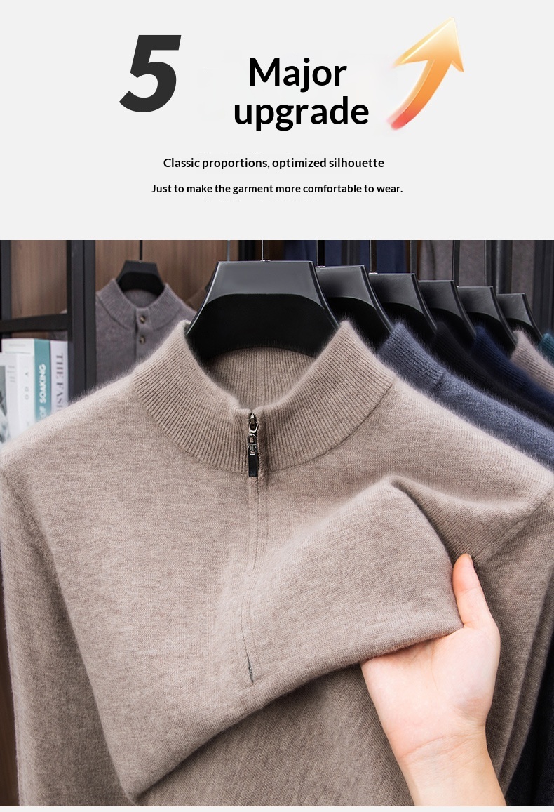 Men's Wool Half-Zip Stand-Collar Jumper image 7
