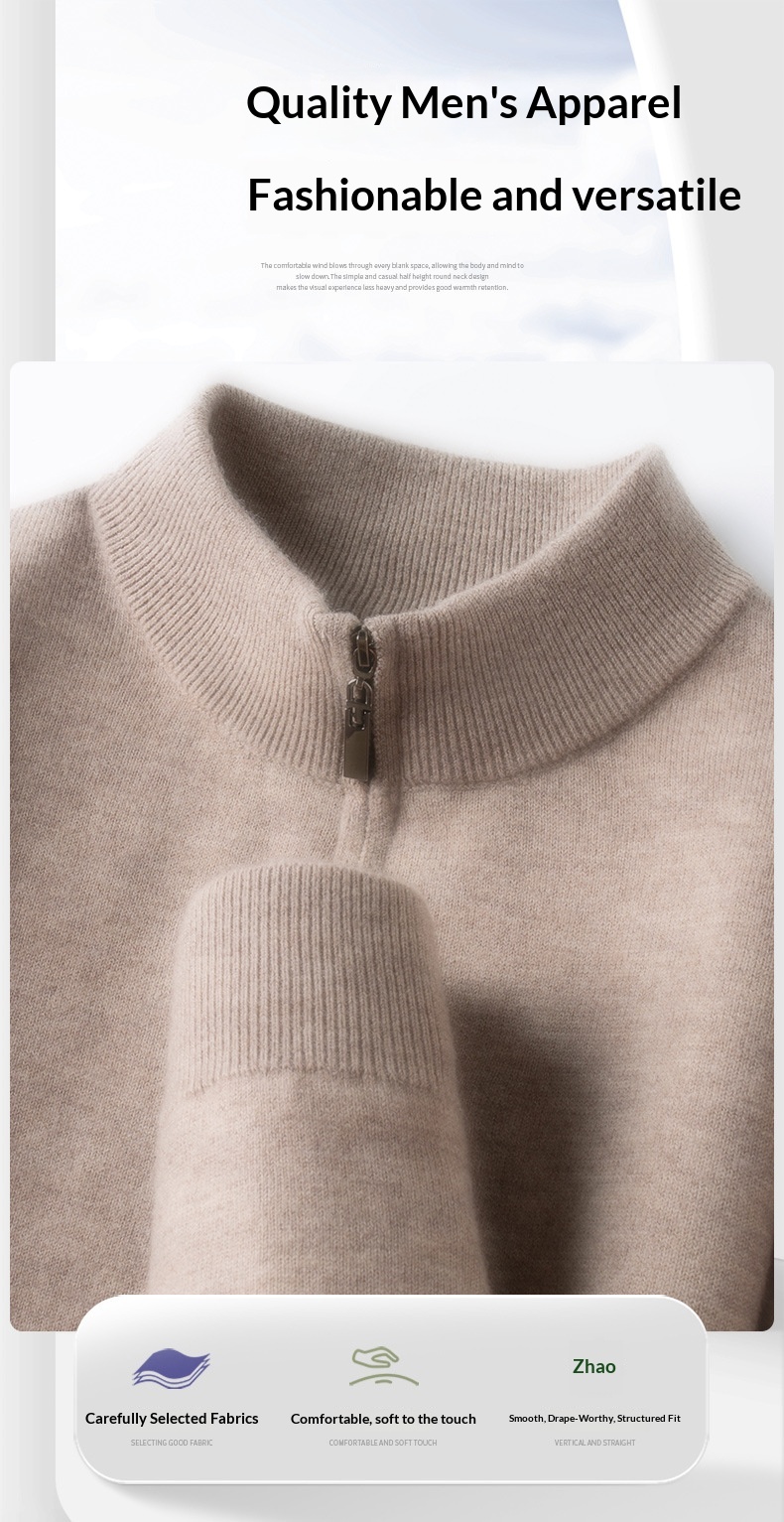 Men's Wool Half-Zip Stand-Collar Jumper image 11