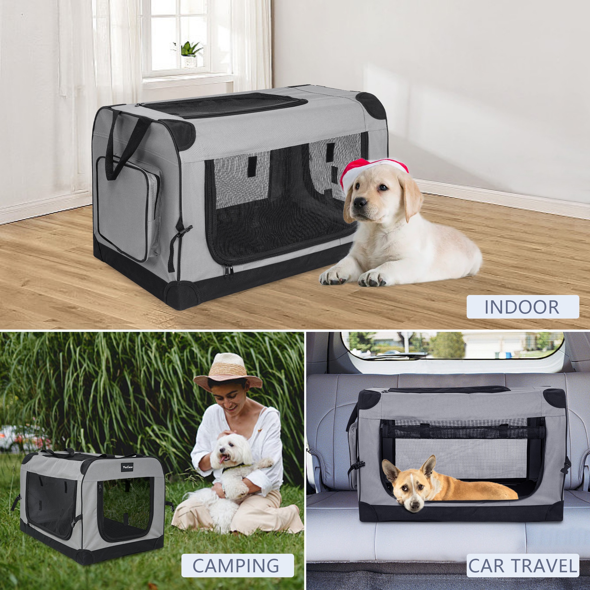 Small Black Pet Steel Tube Bag Dog Cage — 1