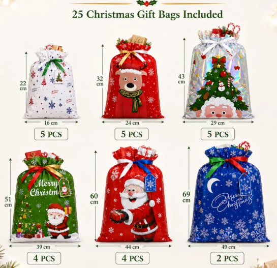 Pull-string Tied Pocket Christmas Gift Bag image 55