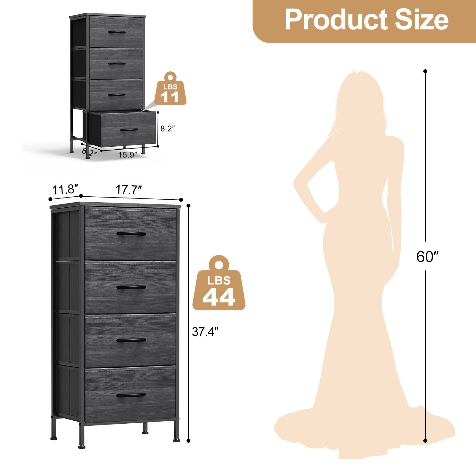 Wooden Top Cabinet Night Stand Dresser For Closet image 34