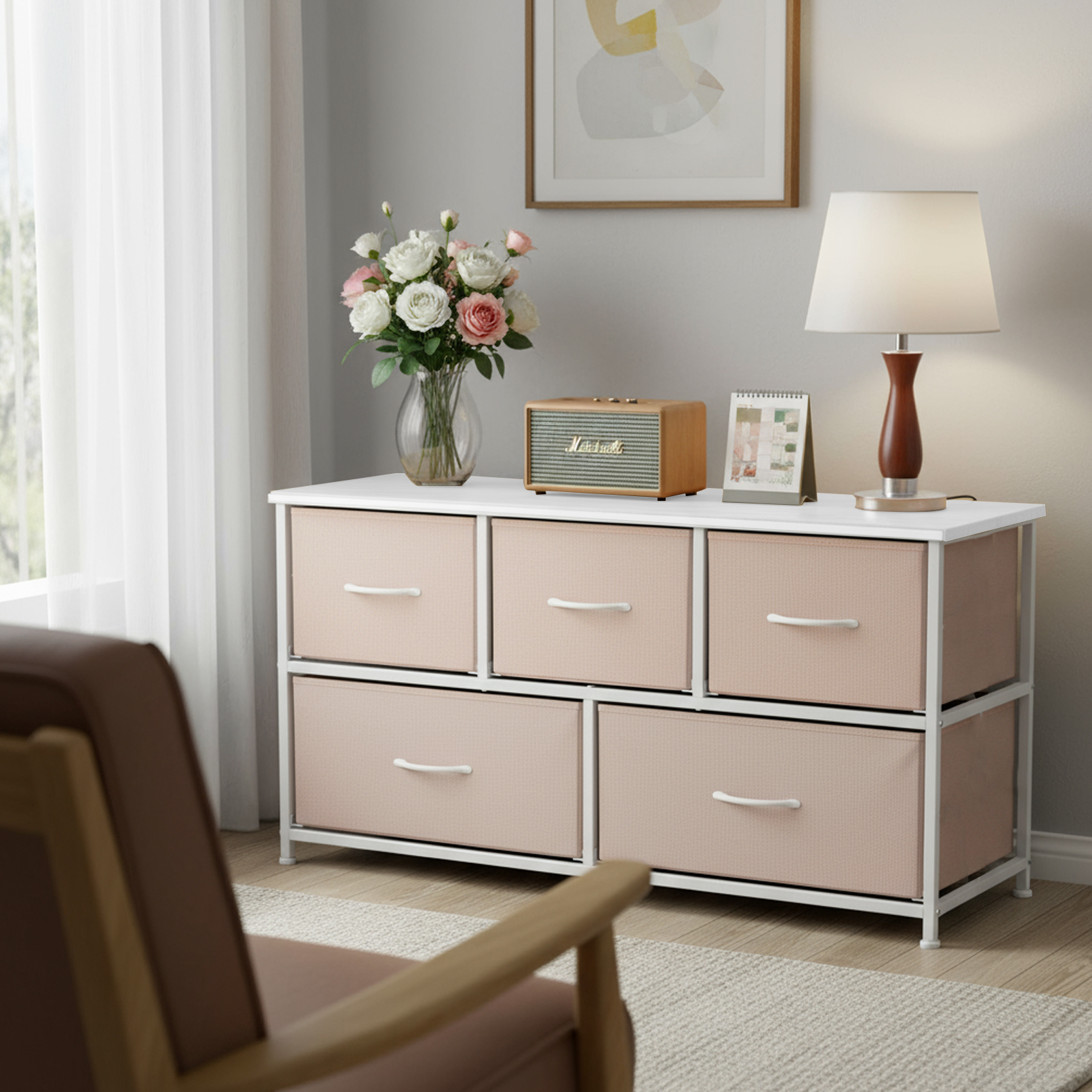 Wooden Top Cabinet Night Stand Dresser For Closet image 17