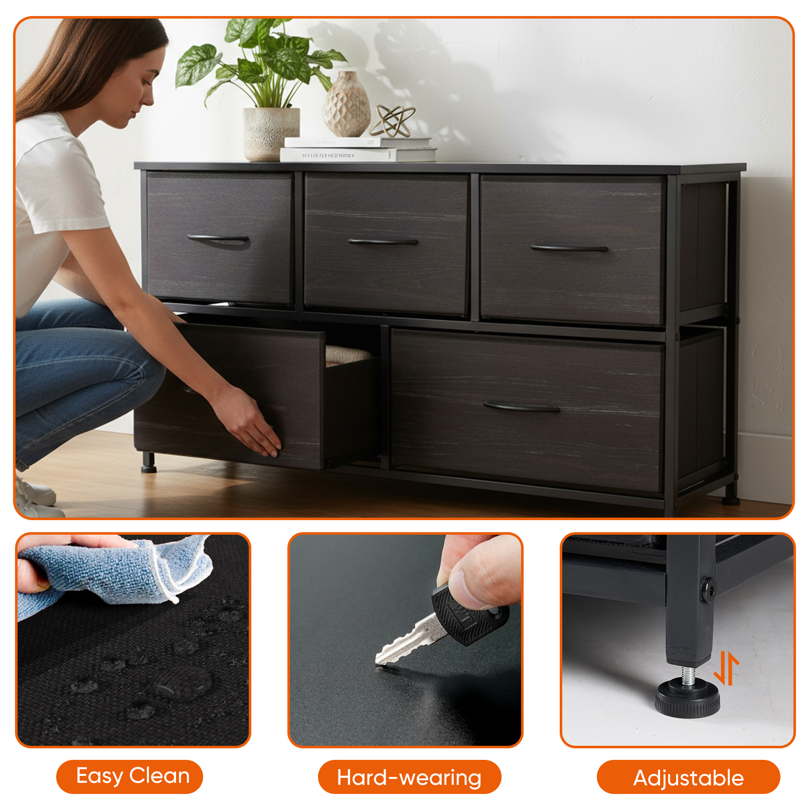 Wooden Top Cabinet Night Stand Dresser For Closet image 39