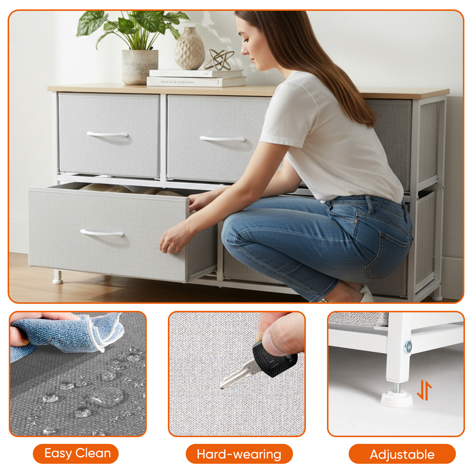 Wooden Top Cabinet Night Stand Dresser For Closet image 25