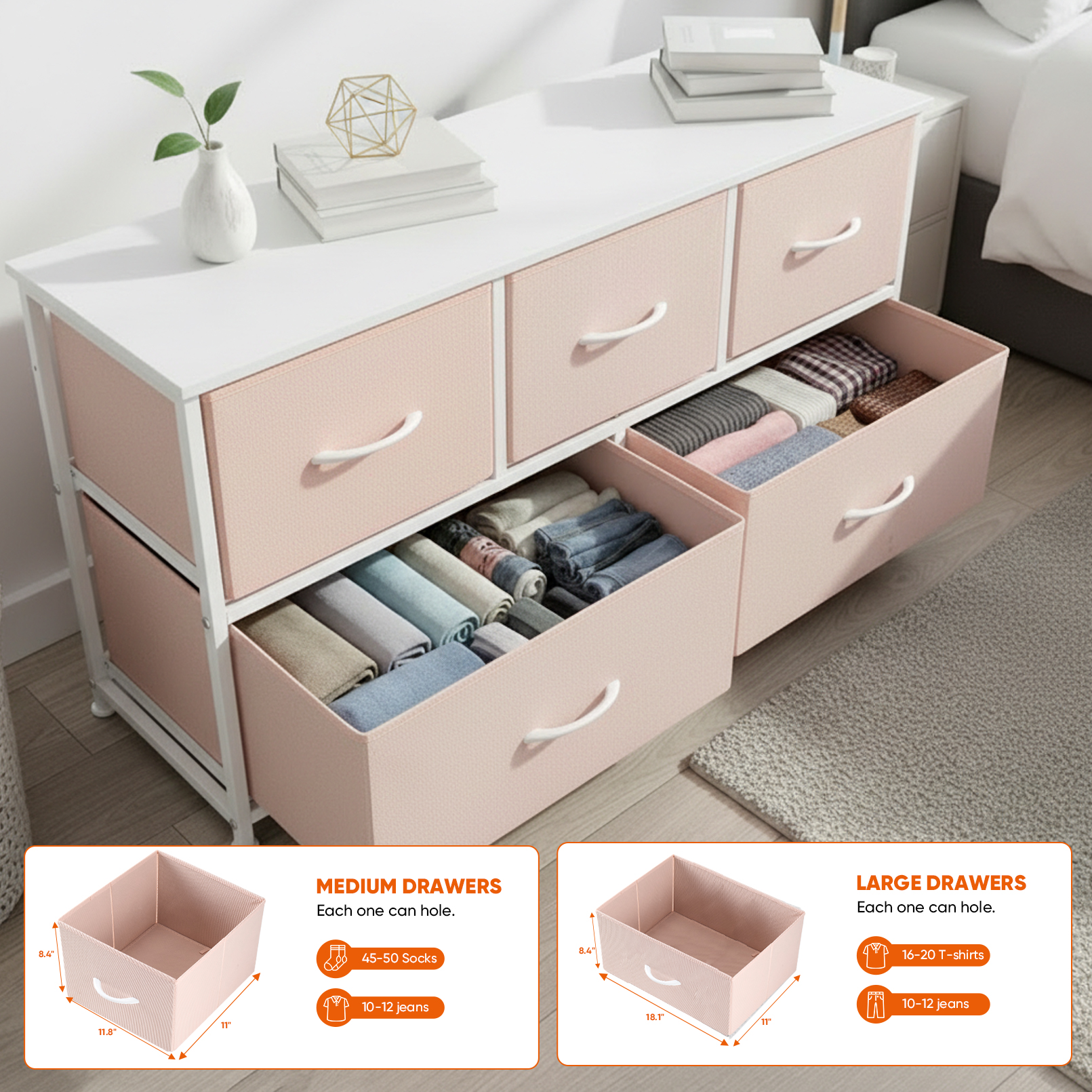 Wooden Top Cabinet Night Stand Dresser For Closet image 13