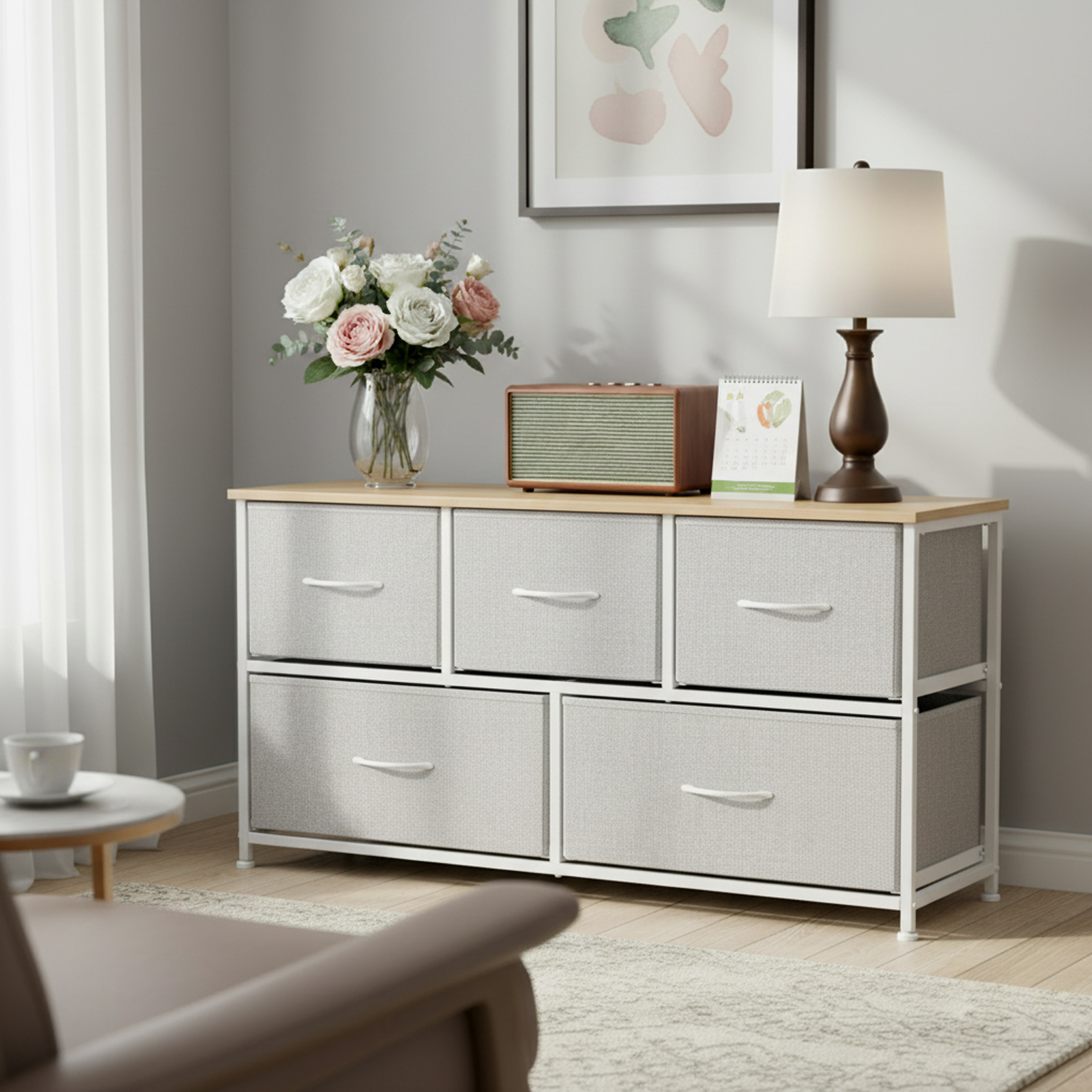 Wooden Top Cabinet Night Stand Dresser For Closet image 28
