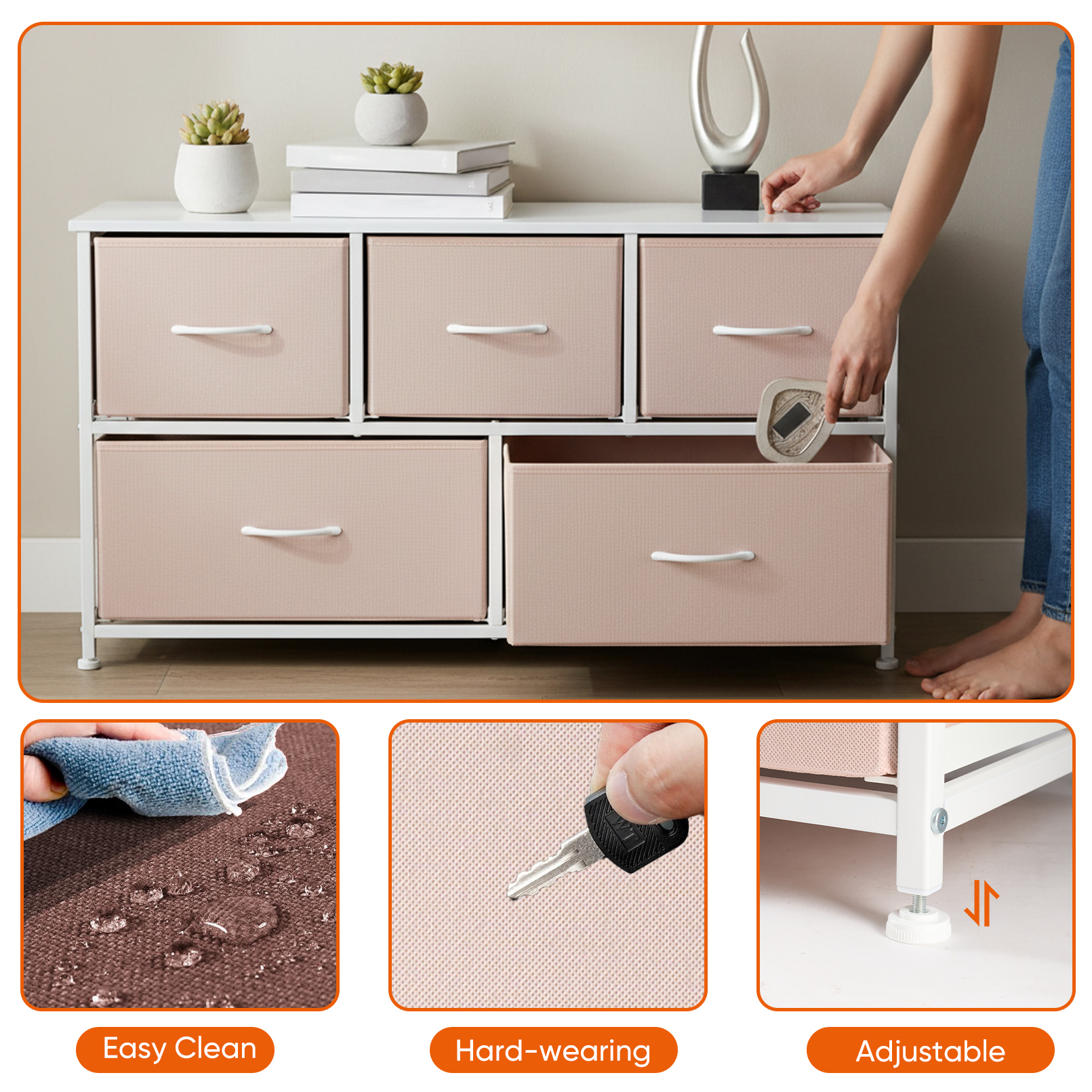 Wooden Top Cabinet Night Stand Dresser For Closet image 14