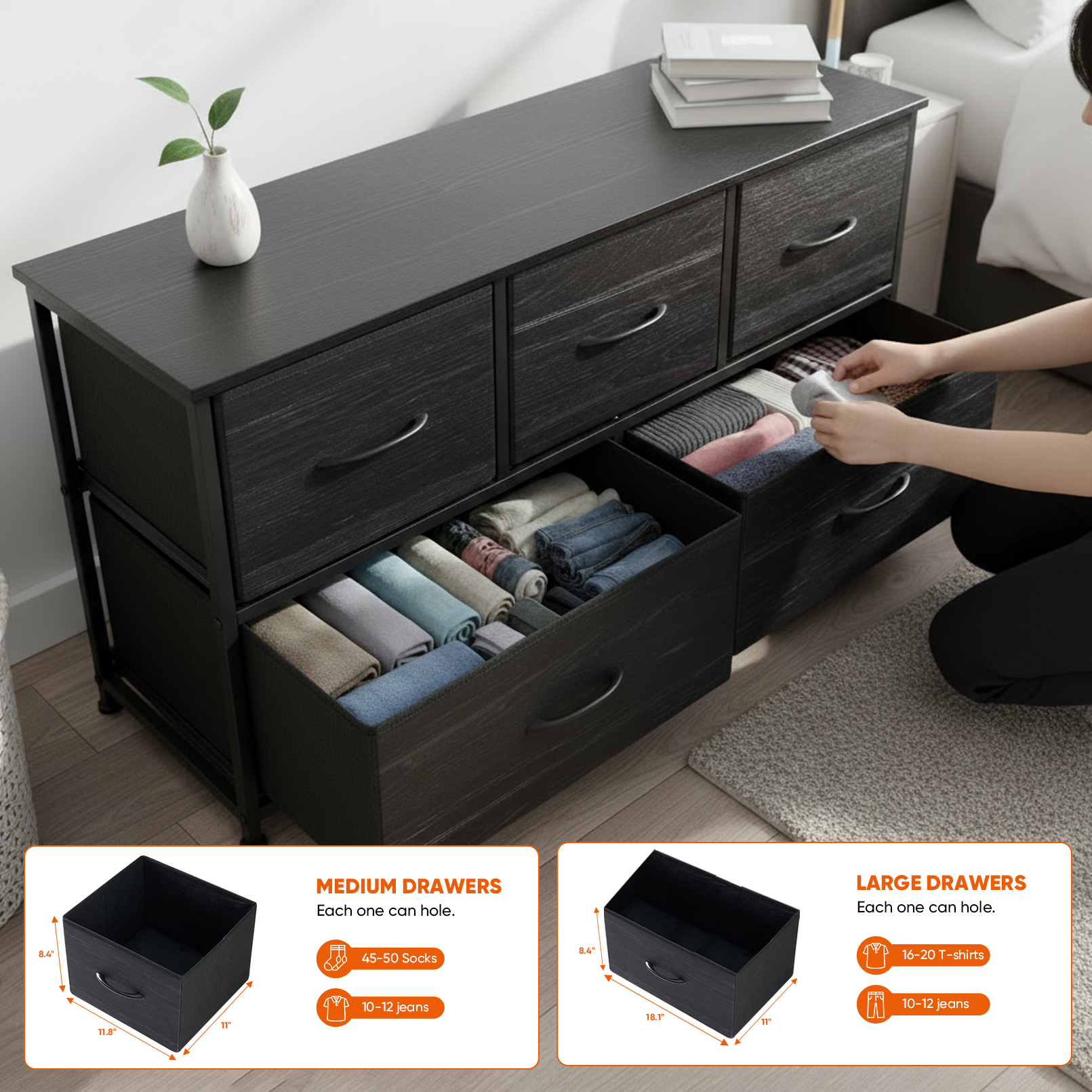 Wooden Top Cabinet Night Stand Dresser For Closet image 40