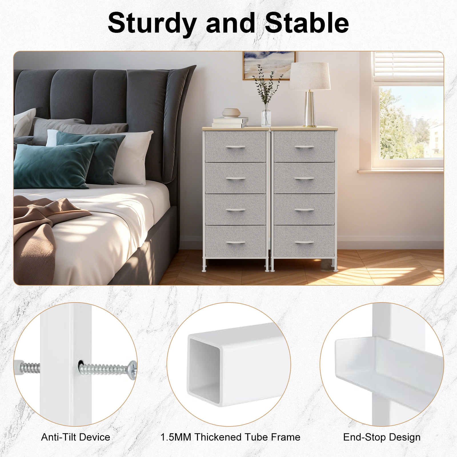Wooden Top Cabinet Night Stand Dresser For Closet image 20