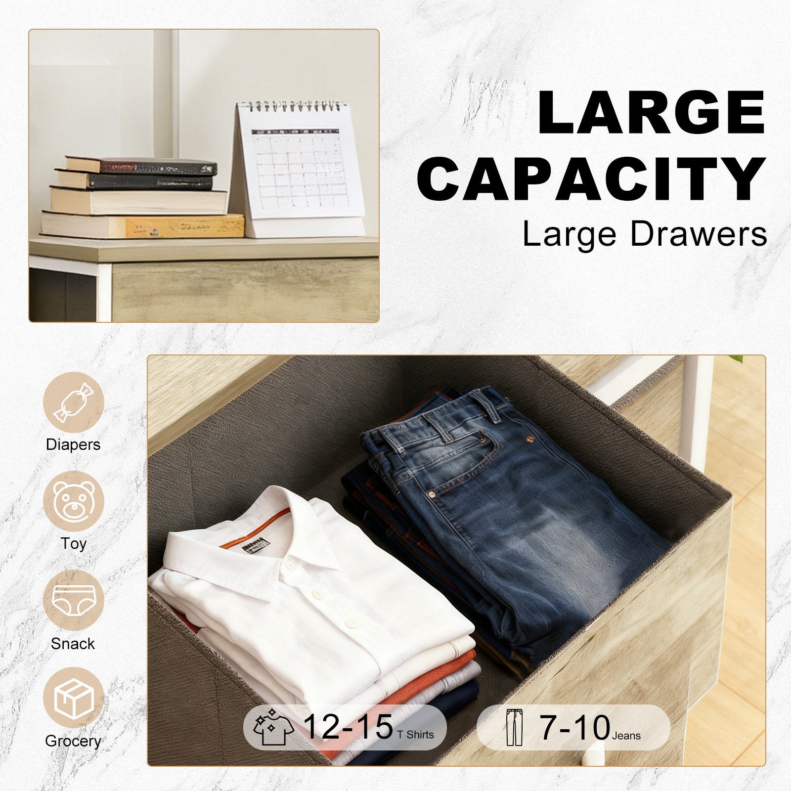 Wooden Top Cabinet Night Stand Dresser For Closet image 43