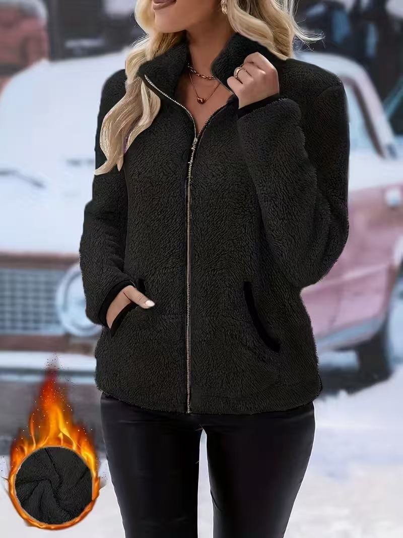 Double-Sided Fleece Zip-Up Cardigan - Casual Plush Hooded Jacket for Men Women Winter Warm Outerwear thumbnail 10