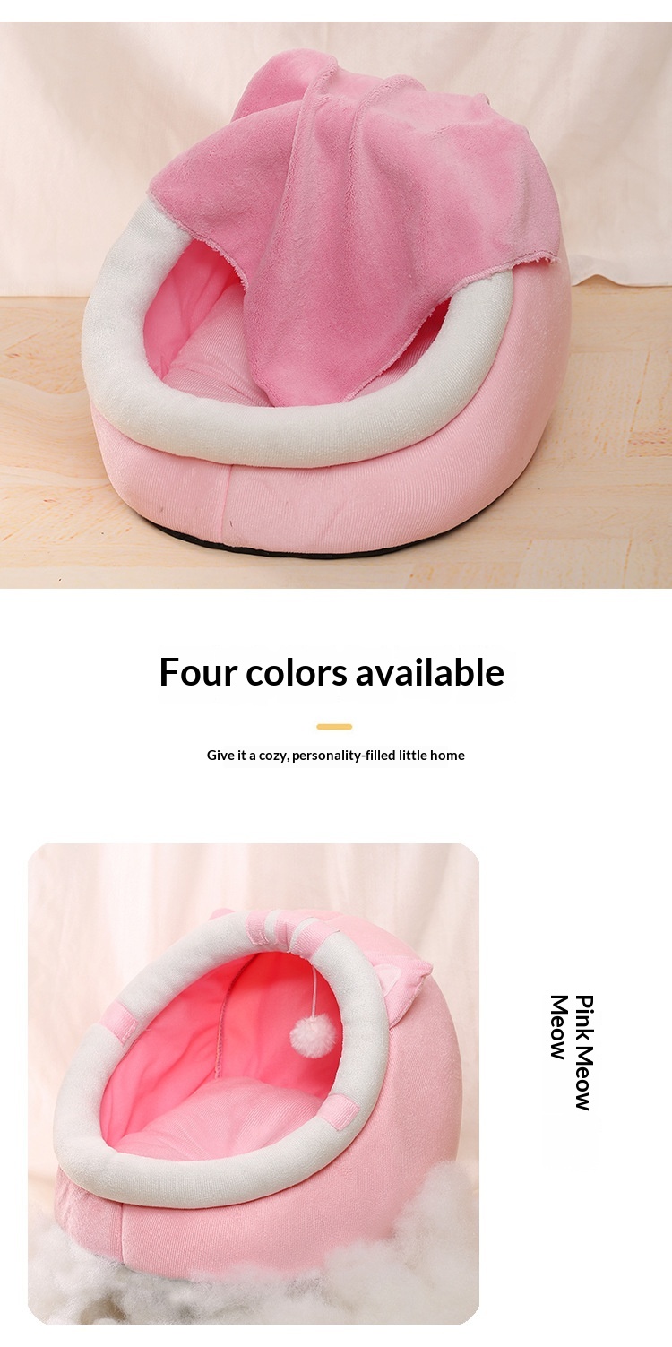 All-season Semi-enclosed Cat And Dog Bed detail photo 3