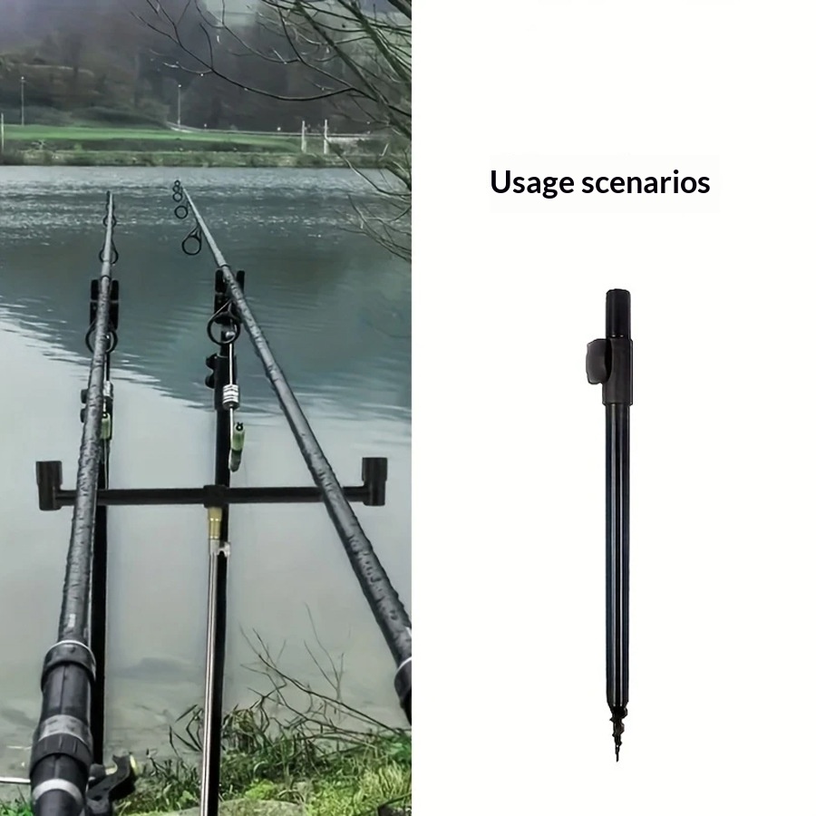 Fishing Gear Ground Stake With A Retractable Single Pole And Spiral Feet — 1