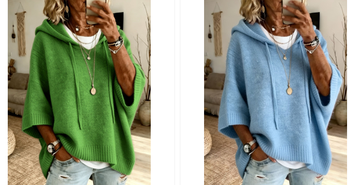 Womens Knitted New-Style Hooded Drawstring Sweater image 15