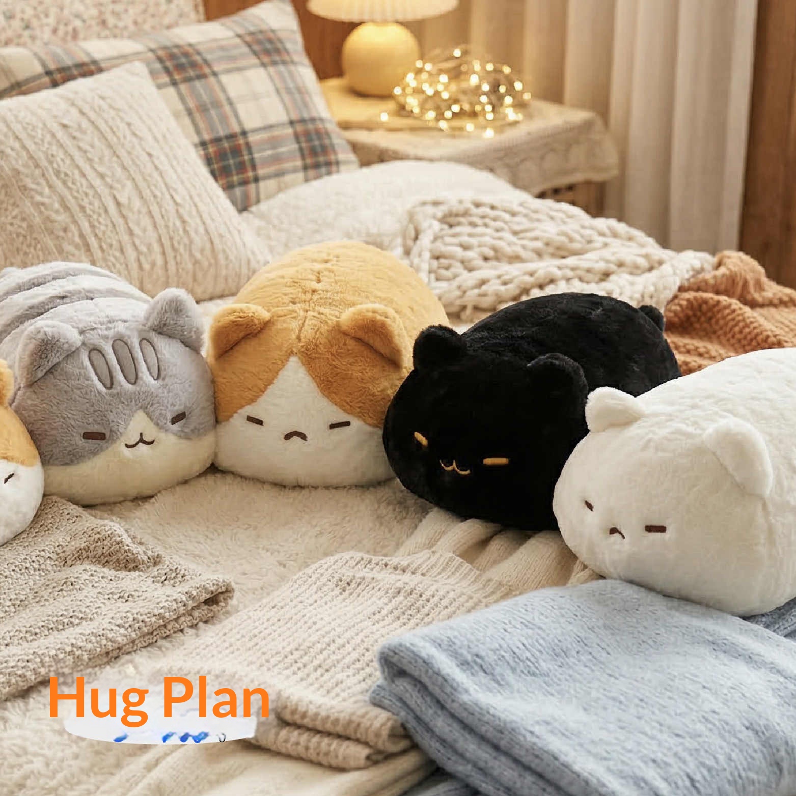 Cute Cat Plush Pillow Soft Cuddle Cushion
