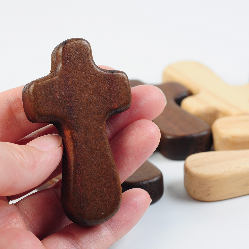 New Handmade Small Solid Wood Cross Ornament