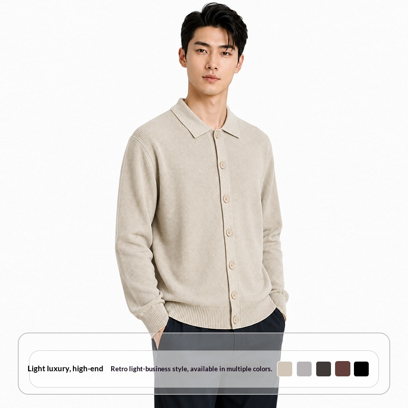 Men's Lapel Single-breasted Sweater