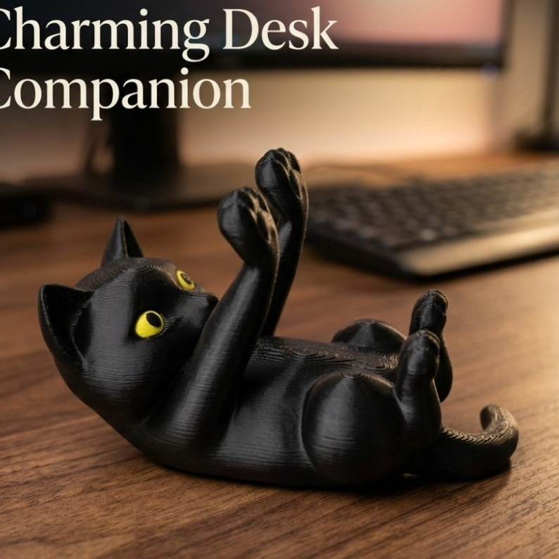 Ornament suport telefon în formă de pisică imprimat 3D