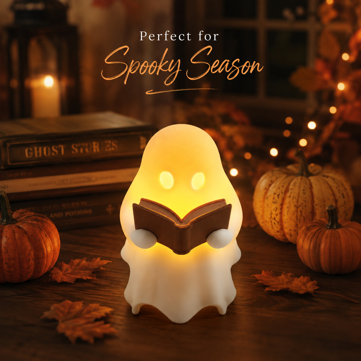 Cute Ghost Reading Book Lamp (5X6.5X6.8 cm-Not included