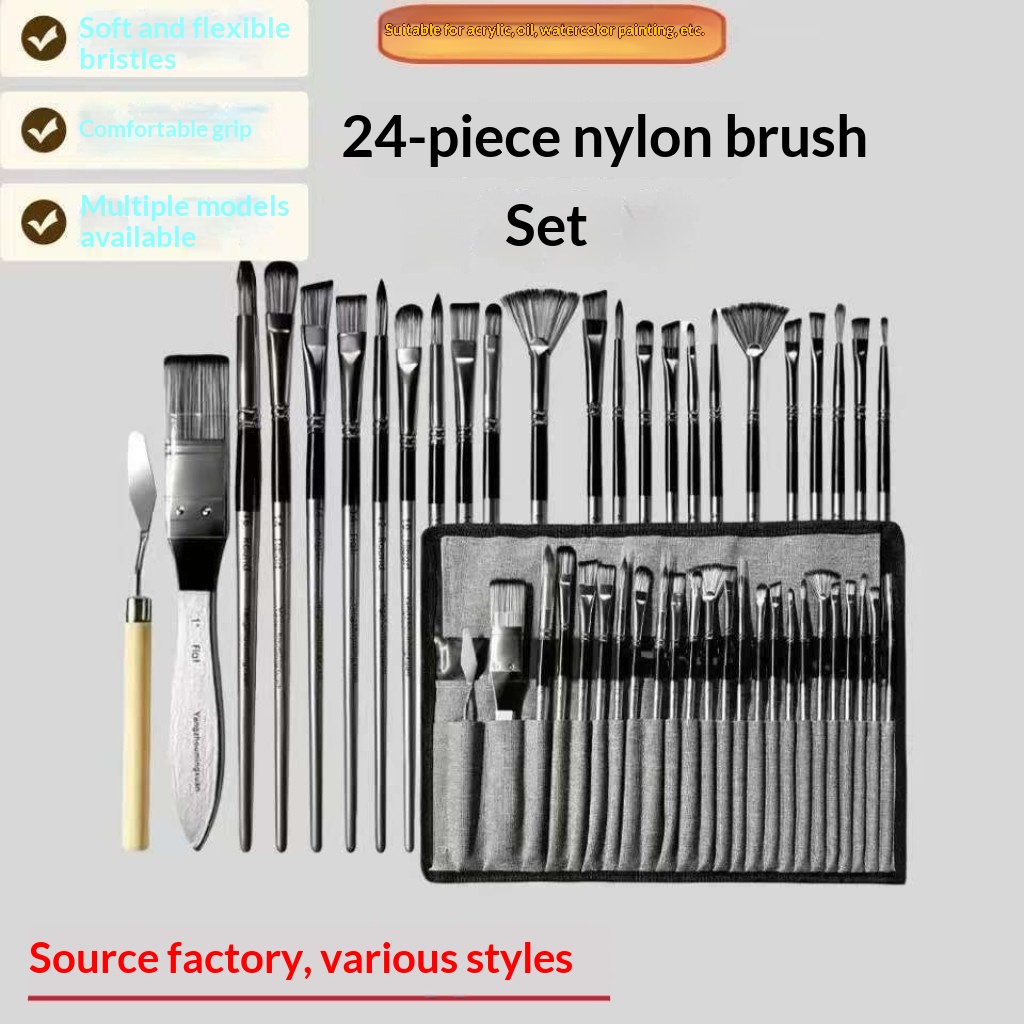 Set de pensule pentru pictură în ulei, 24 de piese, într-o pungă de pânză