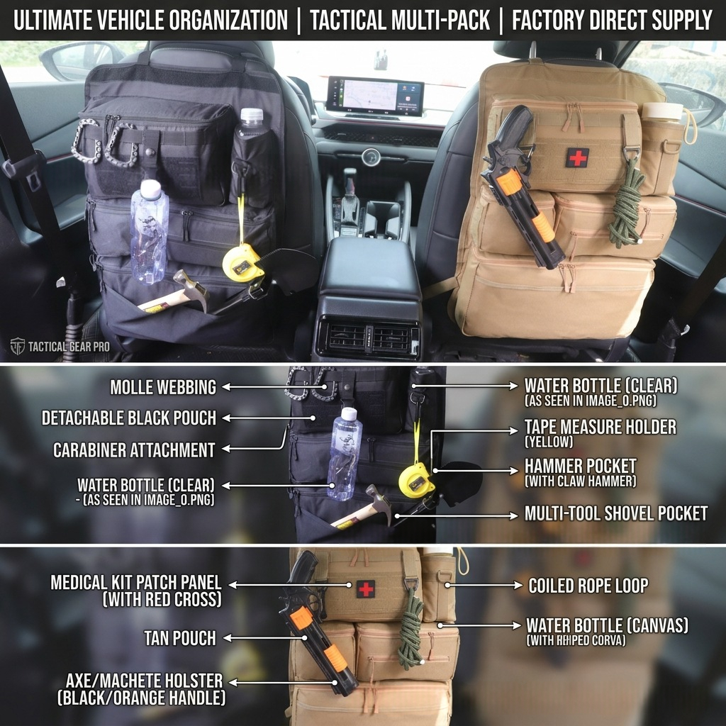 Car Rear Seat Tactical Hanging Organizer Bag – Multi-Functional Vehicle Storage Organizer for Tools, Accessories & Travel Essentials