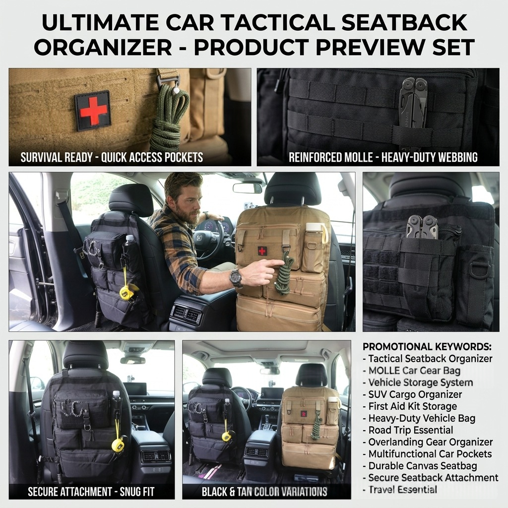 Car Rear Seat Tactical Hanging Organizer Bag – Multi-Functional Vehicle Storage Organizer for Tools, Accessories & Travel Essentials