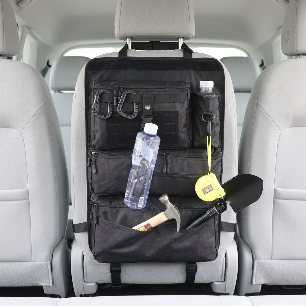 Car Rear Seat Tactical Hanging Organizer Bag – Multi-Functional Vehicle Storage Organizer for Tools, Accessories & Travel Essentials
