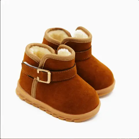 Boys And Girls Soft-soled Warm And Velvet Thick Waterproof Non-slip Short Boots