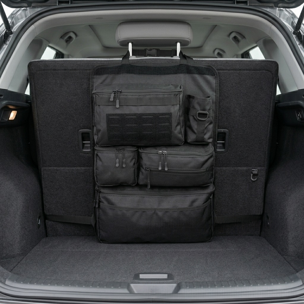 Car Rear Seat Tactical Hanging Organizer Bag – Multi-Functional Vehicle Storage Organizer for Tools, Accessories & Travel Essentials