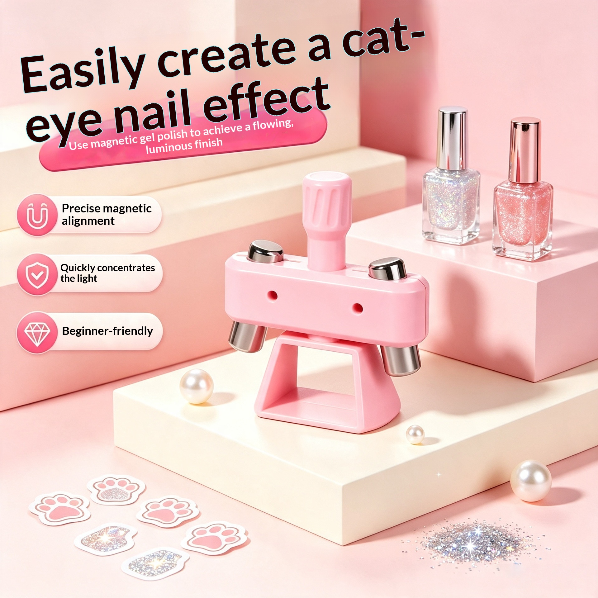Rotating Quick-Clamping Cat-Eye Multi-Head Strong-Focus Magnetic Tool Nail Art Accessory — 1